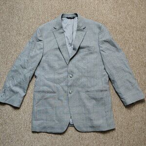 JOS A BANK Traveler Blazer Jacket Men 41 Gray Check Wool Blend Sport Coat